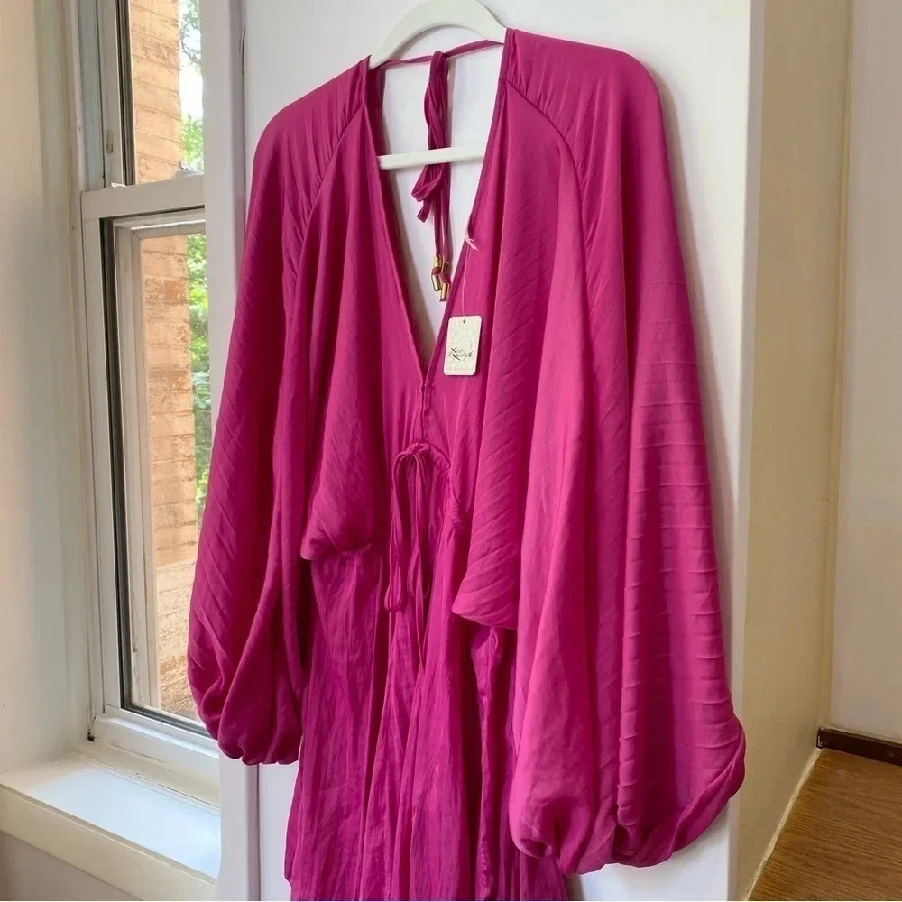 NWT Free People Arzel Long Sleeve Mini Dress Pink Small - Picture 7 of 14
